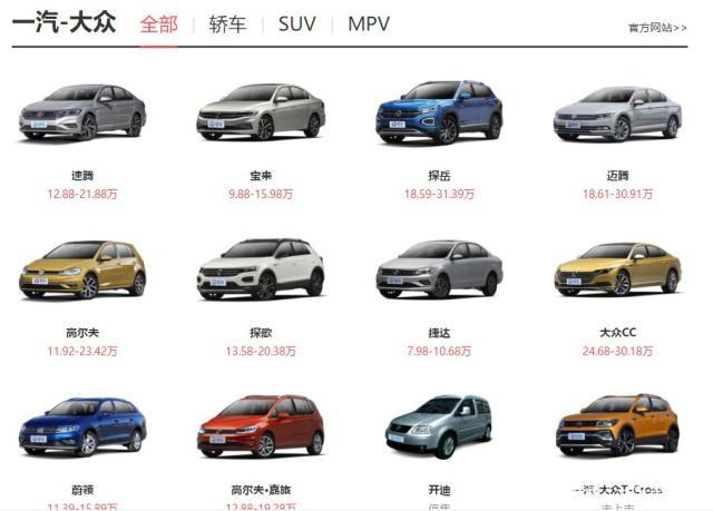 大众上汽车型大全?上汽集团旗下八大子公司
