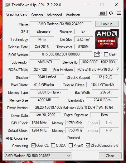 rx580显卡参数，蓝宝石580满血版参数