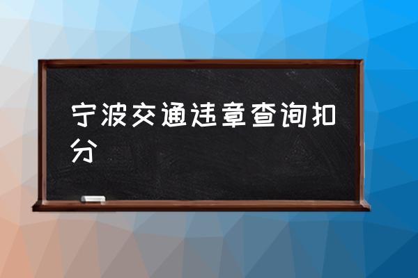 宁波汽车违章系统 宁波汽车违章网上怎么处理