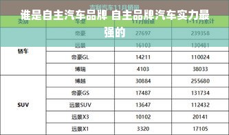 谁是自主汽车品牌 自主品牌汽车实力最强的