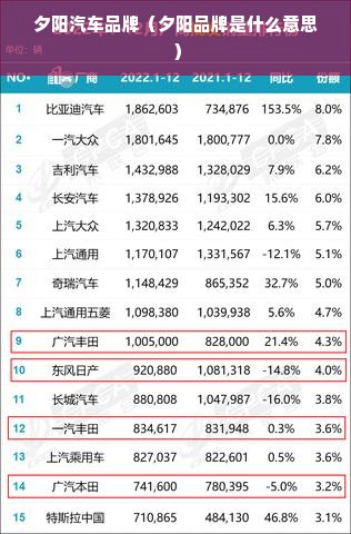 夕阳汽车品牌（夕阳品牌是什么意思）