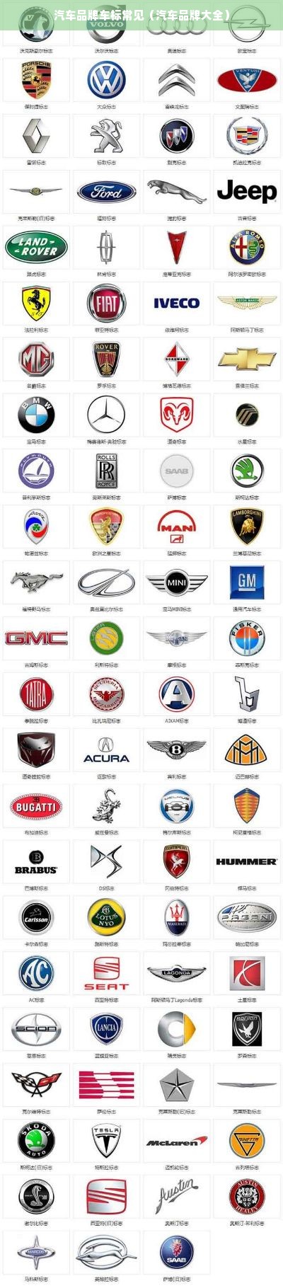 汽车品牌车标常见（汽车品牌大全）