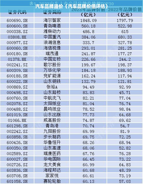 汽车品牌溢价（汽车品牌价值评估）