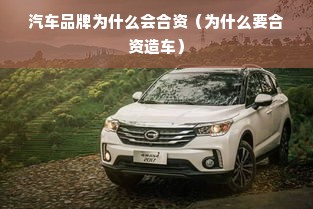汽车品牌为什么会合资（为什么要合资造车）