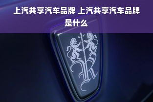 上汽共享汽车品牌 上汽共享汽车品牌是什么
