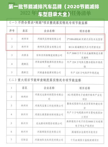 第一批节能减排汽车品牌（2020节能减排车型目录大全）
